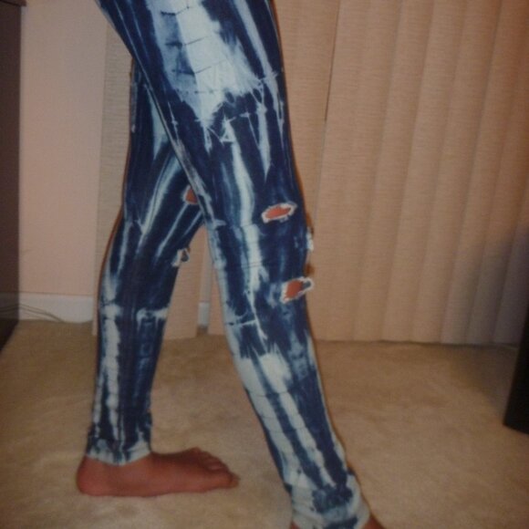 New USA Distressed Denim Skinny Jeans Pant Jegging Eclipse Tie Dye Leggings sz 0 - Picture 3 of 12